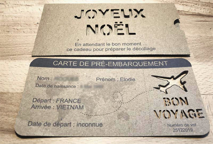 Carte cadeau billet d'avion 